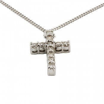 Platinum Diamond Cross Pendant with chain